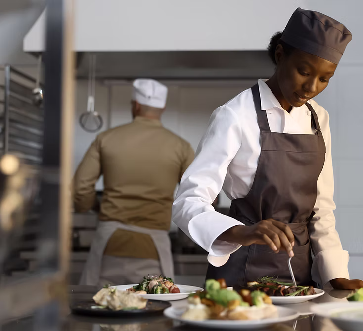 Chefs working in a kitchen